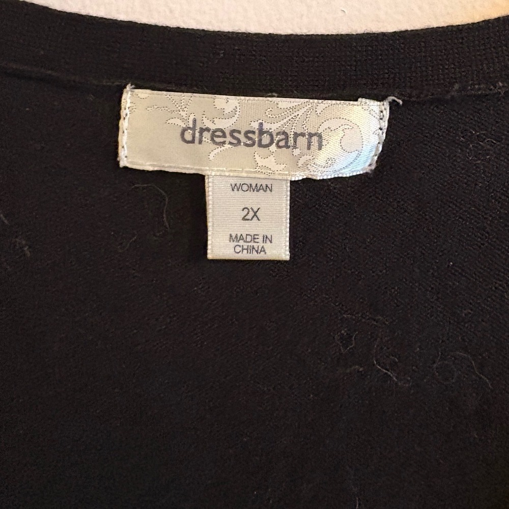 Dressbarn Black Cardigan 2X 3/4 Sleeve V-Neck Button Front Rayon blend sweater - Picture 5 of 6